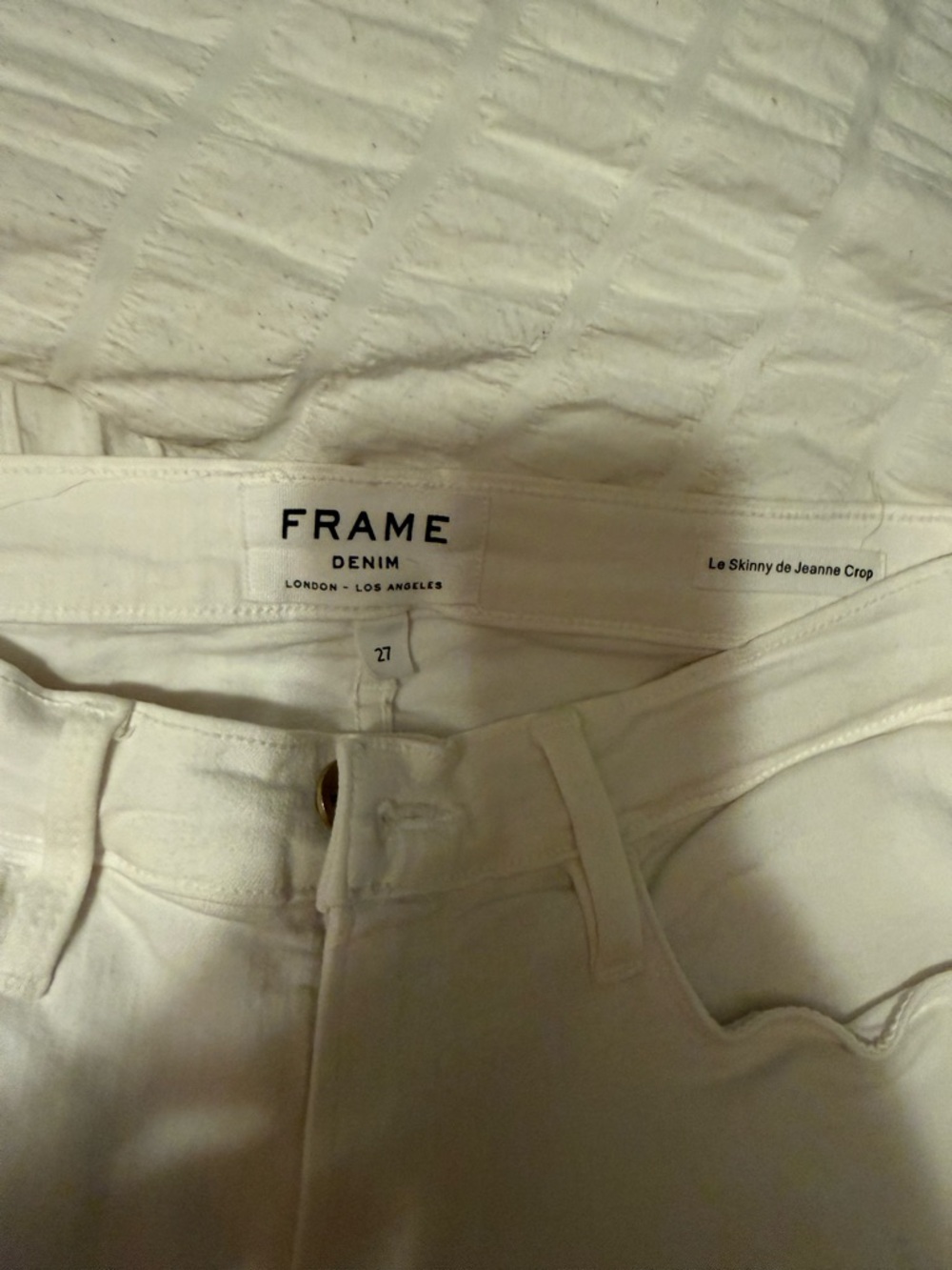 Frame Denim White Skinny Jeans - Le Skinny de Jeanne Crop